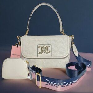 Juicy Couture Angel White Charm City Crossbody Bag & Key Coin Pouch NWT